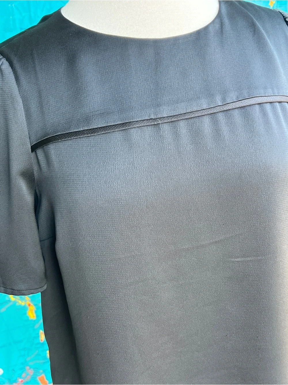 J. Crew Black Short-Sleeve Silk-Look Blouse